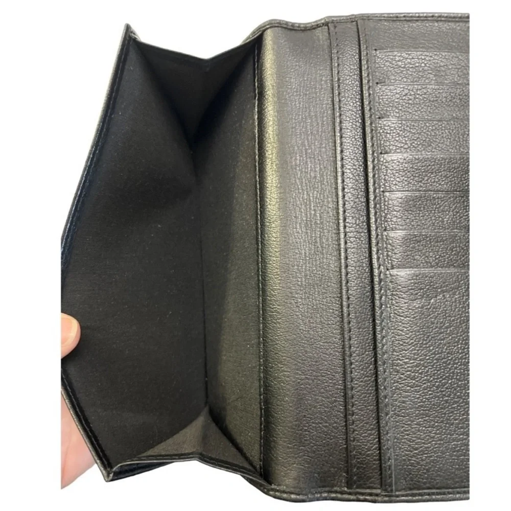 CHANEL Black Leather Camellia Wallet